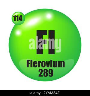 Icona flerovio. Elemento chimico FL. Numero atomico 114. Massa 289. Illustrazione Vettoriale