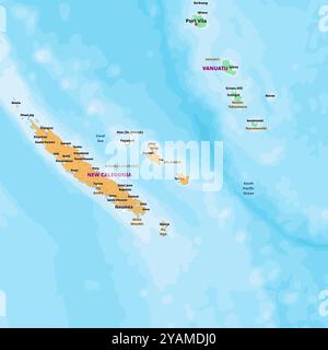 Semplice mappa politica della nuova Caledonia Illustrazione Vettoriale