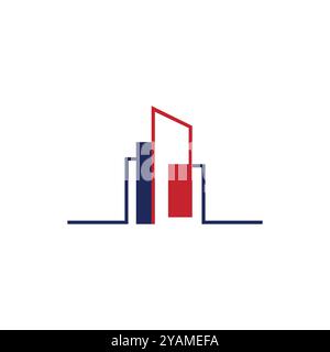 Linea astratta forma edificio logo immobiliare modello vettoriale. Immagine vettoriale del design creativo della linea di costruzione del logo immobiliare Illustrazione Vettoriale