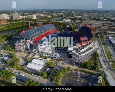 Vista aerea del Nissan Stadium, sede degli NFLs Tennessee Titans Foto Stock