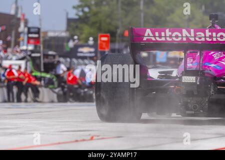 Il pilota INDYCAR, HELIO CASTRONEVES (06) di San Paolo, Brasile, si prepara a fare pratica per il Gran Premio Chevrolet Detroit nelle strade di Downtown dEtr Foto Stock