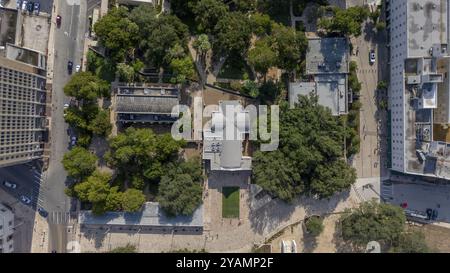 15 settembre 2023-San Antonio, Texas: Veduta aerea della storica missione spagnola, l'Alamo a San Antonio, Texas Foto Stock