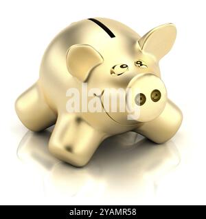 Modello tridimensionale della scultura Piggybank su sfondo bianco Foto Stock