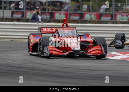 Il pilota DELLA INDYCAR Series, BENJAMIN PEDERSEN (R) (55) di Copenhagen, Danimarca, corre lungo le curve durante il Gran Premio di Portland Bitnile.com a Por Foto Stock