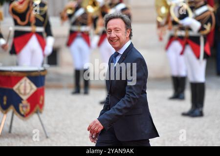 Parigi, Francia. 14 ottobre 2024. Stephane Bern - il presidente Emmanuel Macron riceve la visita di Stato dalle loro Maestie il re e la regina dei belgi al Palazzo dell'Eliseo di Parigi, in Francia. Arrivo all'Elysee Palace presidenziale per partecipare a una cena di stato con la coppia reale belga, il presidente francese Emmanuel Macron e sua moglie Brigitte Macron il 14 ottobre 2024 a Parigi, in Francia. Foto di Lionel Urman/ABACAPRESS. COM credito: Abaca Press/Alamy Live News Foto Stock