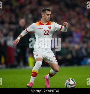 Cardiff, Regno Unito, 14 ottobre 2024 Milos Brnovic del Montenegro durante la UEFA Nations League 2025 Wales vs Montenegro al Cardiff City Stadium Cardiff Regno Unito il 14 ottobre 2024 Graham Glendinning / Alamy Live News Foto Stock