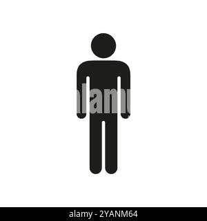 Icona silhouette a figura umana singola. Simbolo solido persona. Illustrazione del vettore isolato Illustrazione Vettoriale