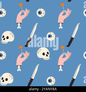 Motivo Happy Halloween brillante e senza cuciture. Foto Stock