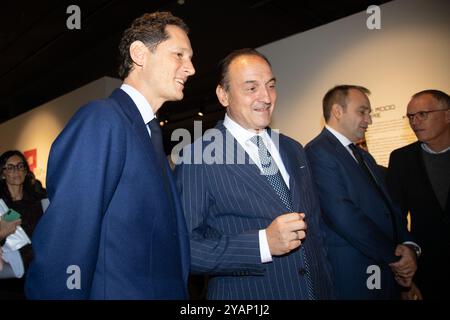 Torino, Italia. 23 novembre 2023. Foto Alberto Gandolfo/LaPresse 23-11-2023 Torino, Italia - Cronaca - Drive Different. Dall'austerity alla modifica&#xe0; del futuro. Nella foto: John Elkann, Alberto Cirio23 novembre 2023 Torino Italia - News - Drive Different. Dall'austerity alla modifica&#xe0; del futuro. Nella foto: John Elkann, Alberto Cirio credito: LaPresse/Alamy Live News Foto Stock