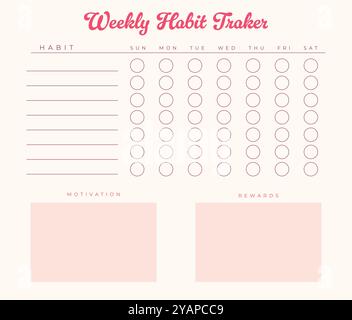 Modello Habit Tracker per una vita produttiva e organizzata Illustrazione Vettoriale