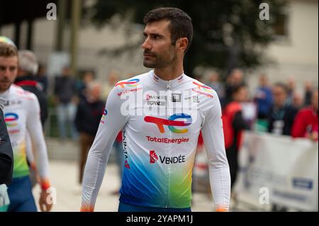Fabien Grellier, team TotalEnergies durante la Coppa Bernocchi, gara di ciclismo su strada a Legnano, Italia, 7 ottobre 2024 Foto Stock
