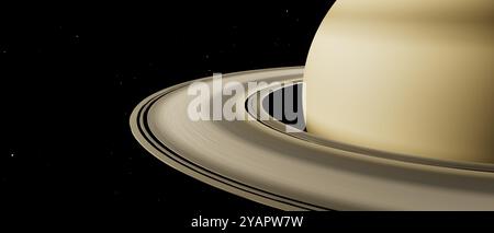 Un primo piano di un pianeta saturno con un anello intorno ad esso Foto Stock