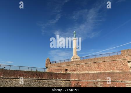 Monumento di Pobednik nella città alta della fortezza di Belgrado Foto Stock