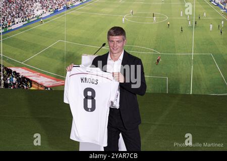 MADRID, SPAGNA 17/07/2014:toni Kroos durante la sua presentazione come giocatore del Real Madrid (foto di Guillermo Martinez) Foto Stock
