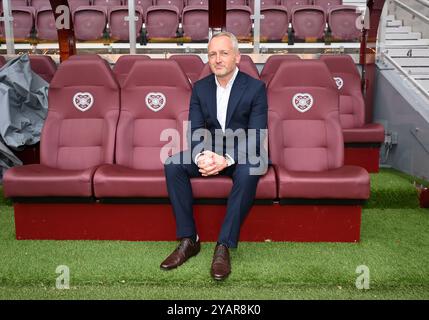 Tynecastle Park Edinburgh.Scotland.UK.15 ottobre 24 Hearts Press Conference for New Head Coach, Neil Critchley. Crediti: eric mccowat/Alamy Live News Foto Stock