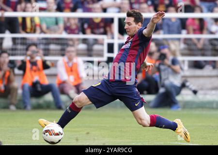 Madrid, Spagna 04/10/2014:Lionel messi di Barcellona durante la partita tra Rayo Vallecano e Barcellona (foto di Guillermo Martinez) Foto Stock