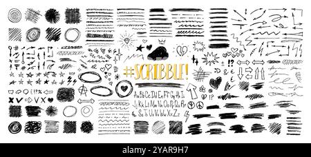 Consiglio scolastico, scarabocchi per bambini e scarabocchi disegnati a mano Illustrazione Vettoriale