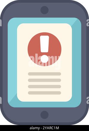 Il telefono cellulare visualizza un messaggio di avvertenza importante sullo schermo Illustrazione Vettoriale