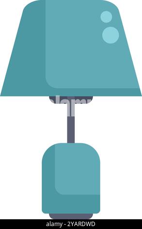 Lampada da tavolo blu minimalista con base cilindrica che illumina una stanza vuota Illustrazione Vettoriale