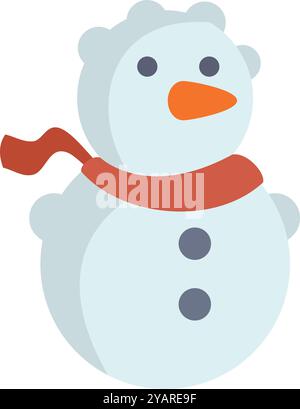 Classico pupazzo di neve con naso di carota e sciarpa rossa Illustrazione Vettoriale