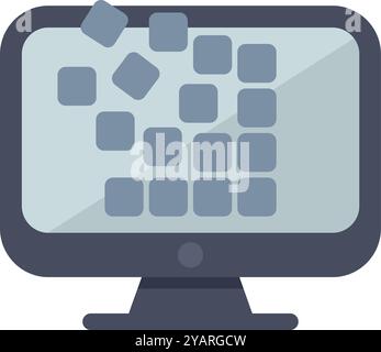 Il monitor del computer mostra un'immagine pixel che si disintegra, che rappresenta la perdita o il danneggiamento dei dati Illustrazione Vettoriale