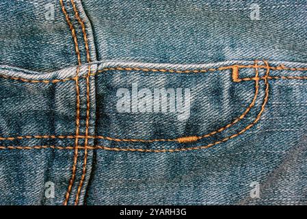 Texture jeans con cuciture primi piani. Sfondo denim. Cucitura Foto Stock