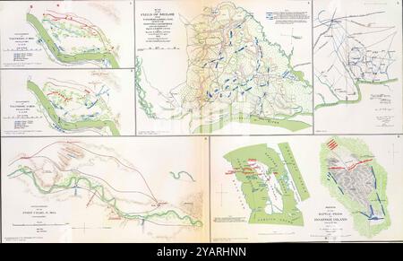 SEATTLE - 11 settembre 2022 - Una raccolta di mappe antiche che illustrano le posizioni e i movimenti delle truppe durante le battaglie della guerra civile, offrendo un'occhiata Foto Stock