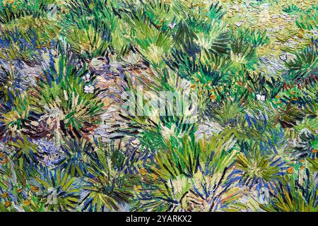 Dettaglio, Long Grass with Butterflies, 1890, Vincent Van Gogh (1853-1890), Poets & Lovers Exhibition, National Gallery, Londra, Regno Unito Foto Stock