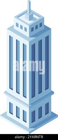 Alto e contemporaneo edificio per uffici dal design elegante, che simboleggia la crescita urbana, il successo aziendale e il mondo dinamico degli affari Illustrazione Vettoriale