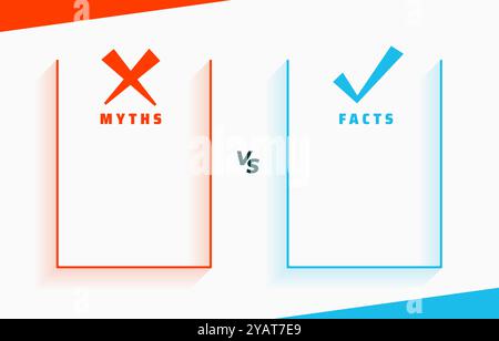concetto di elenco di battaglia di miti e fatti con vettore di spazio testuale Illustrazione Vettoriale