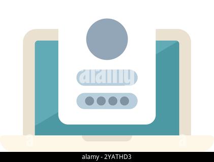 Il laptop visualizza una schermata di accesso con profilo utente, che richiede l'immissione di un nome utente e di una password Illustrazione Vettoriale