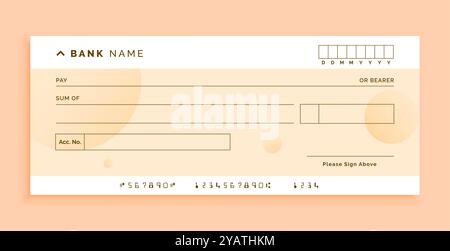 classico assegno bancario in bianco, vettore modello voucher assegno Illustrazione Vettoriale