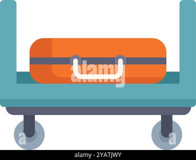 Il trolley per bagagli trasporta una valigia, che rappresenta l'industria dei viaggi e del turismo Illustrazione Vettoriale
