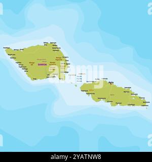 Semplice mappa politica delle Samoa Illustrazione Vettoriale