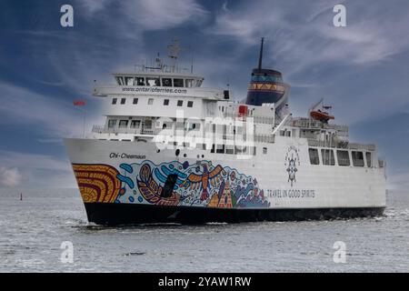 Il traghetto che arriva a South Baymouth, Isola di Manitoulin. Foto Stock