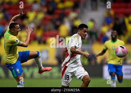 DF - BRASILIA - 10/15/2024 - QUALIFICAZIONI ALLA COPPA DEL MONDO 2026, BRASILE x PERÙ - punti salienti della partita tra Brasile e Perù allo stadio Mane Garrincha per il campionato di qualificazione ai Mondiali 2026. Foto: Mateus Bonomi/AGIF Foto Stock