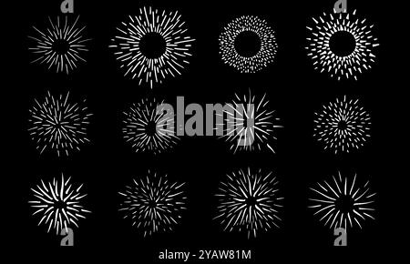 Set Starburst disegnato a mano Illustrazione Vettoriale