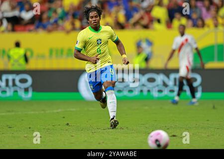 15 ottobre 2024: Stadio Garrincha, Brasilia, Brasile: Qualificazione alla Coppa del mondo FIFA 2026, Brasile contro Perù: Endrick del Brasile Foto Stock