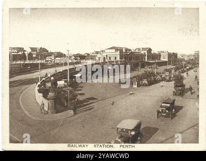 Perth, Australia Occidentale, negli anni '1930 La stazione ferroviaria di Perth è presente in questa prima foto di Perth Western Australia. Foto Stock