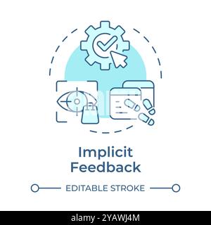 Icona Concept blu con feedback implicito Illustrazione Vettoriale