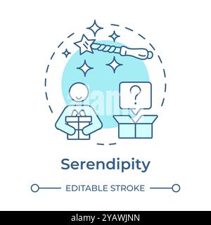 Icona Concept Serendipity blu morbido Illustrazione Vettoriale
