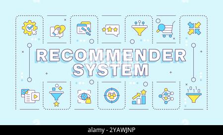 Concetto di parola blu morbido del sistema di raccomandazione Illustrazione Vettoriale