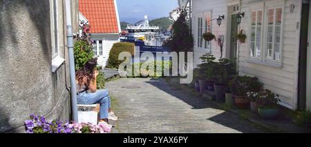 EIndruecke aus der Stadt Stavanger a Norwegen. Gamle Stavanger, Old Stavanger, Stavanger *** impressioni dalla città di Stavanger in Norvegia Gamle Stavanger, Old Stavanger, Stavanger Foto Stock