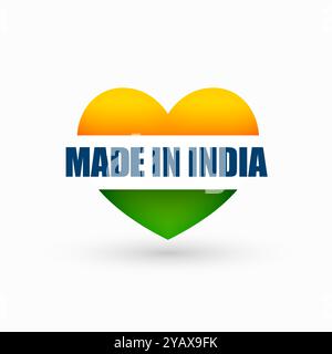 lo sfondo tricolore del cuore made in india mostra il tuo amore per il vettore country Illustrazione Vettoriale