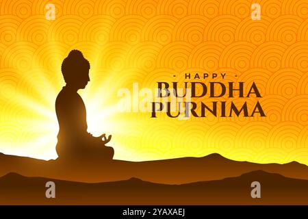 elegante happy buddha purnima desidera sfondo con effetto di luce vettoriale Illustrazione Vettoriale