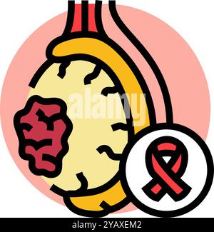 illustrazione vettoriale dell'icona del colore della malattia dell'uomo del cancro testicolare Illustrazione Vettoriale