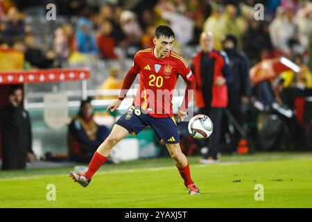 Cordoba, Spagna. 15 ottobre 2024. Pedri (ESP) calcio: Fase UEFA Lega delle Nazioni, partita del gruppo A4 tra Spagna 3-0 Serbia allo stadio Nuevo Arcangel di Cordoba, Spagna. Crediti: Mutsu Kawamori/AFLO/Alamy Live News Foto Stock