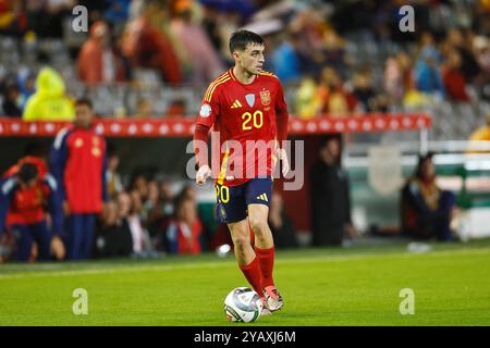 Cordoba, Spagna. 15 ottobre 2024. Pedri (ESP) calcio: Fase UEFA Lega delle Nazioni, partita del gruppo A4 tra Spagna 3-0 Serbia allo stadio Nuevo Arcangel di Cordoba, Spagna. Crediti: Mutsu Kawamori/AFLO/Alamy Live News Foto Stock