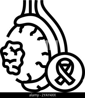 illustrazione vettoriale dell'icona della linea della malattia dell'uomo del cancro testicolare Illustrazione Vettoriale