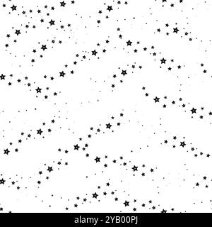 Sfondo bianco nero con motivo stellato senza cuciture Illustrazione Vettoriale
